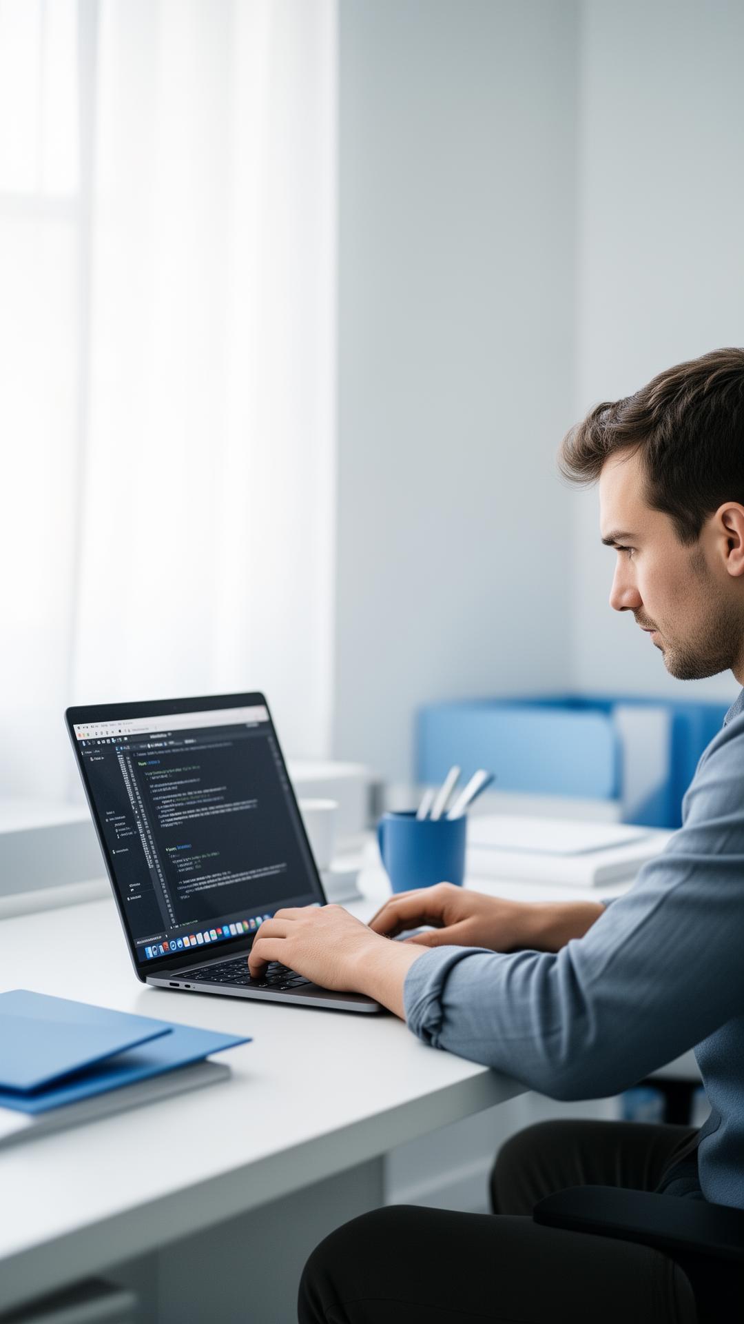 Desenvolvedor da Tríader trabalhando em um sistema web